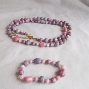 JOAN RIVERS PURPLE STONE NECKLACE AND BRACELETS